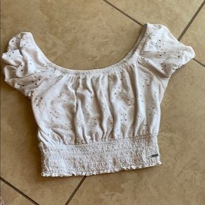 White off shoulder crop top with detailing